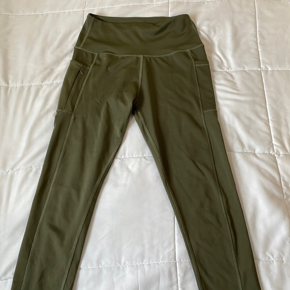 Navy Green Leggings, Medium *with pockets !